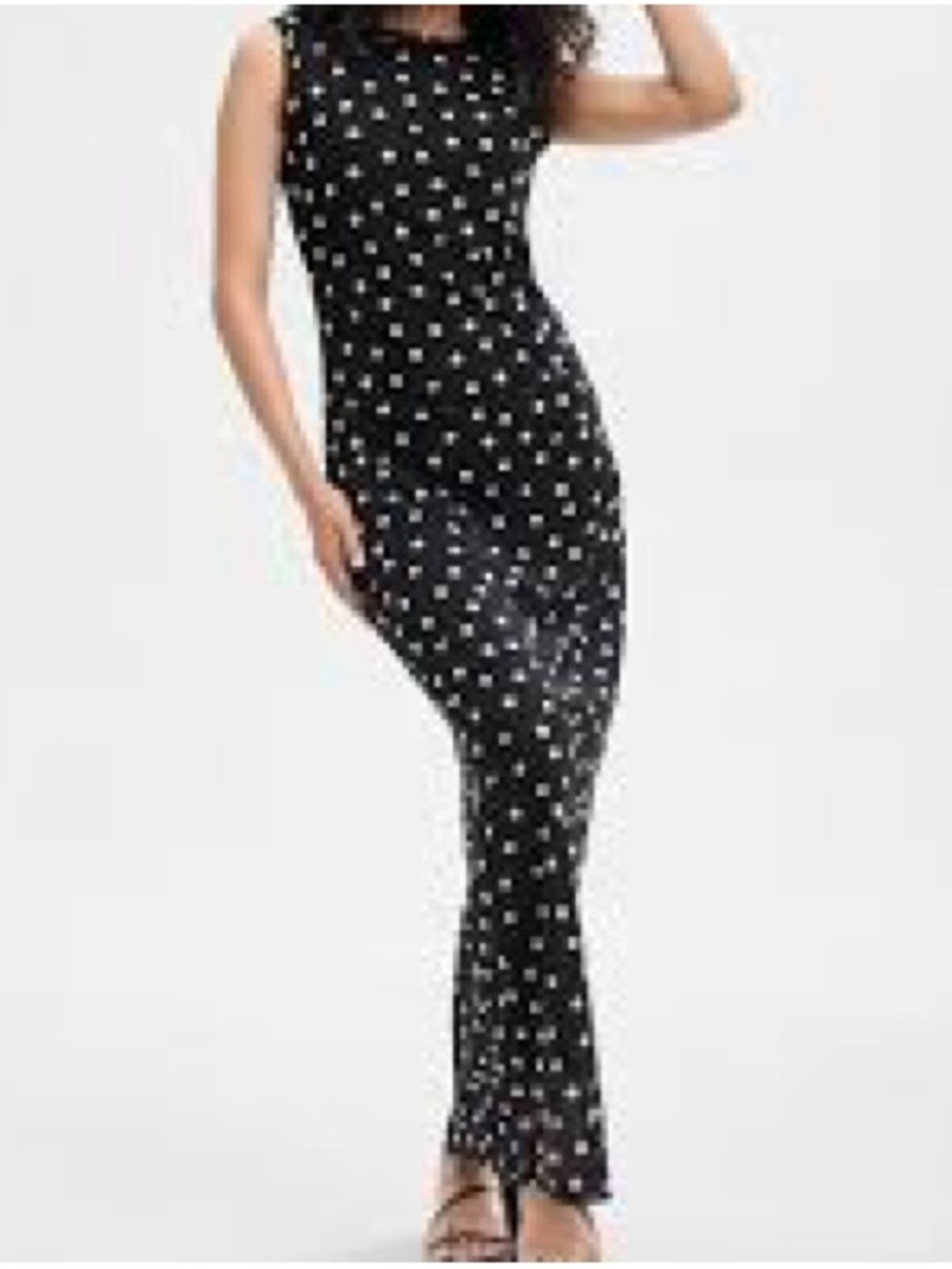 INC International Concepts Black and White Polka Dot Maxi Dress